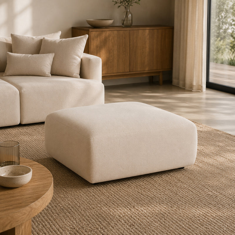 Jasmin Feather Cloud Sofa Beige Ottoman