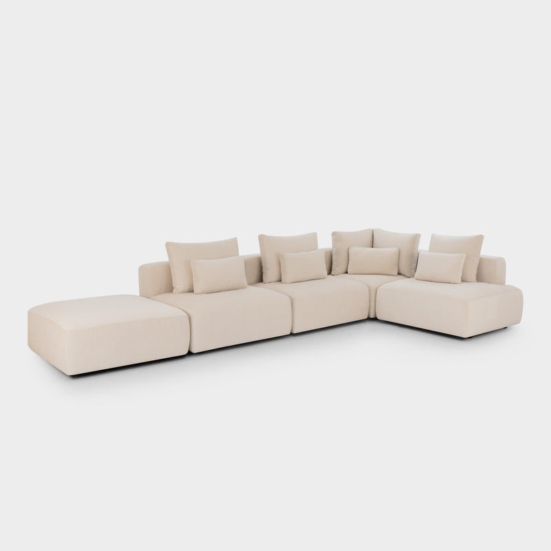 Jasmin Feather Cloud Sofa Beige Modular Corner + Ottoman