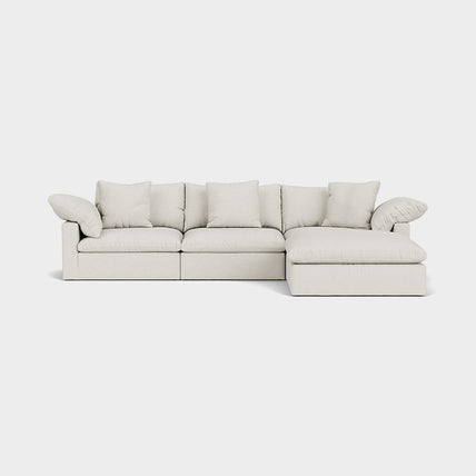 Lotus Feather Cloud Sofa Linen Off White 3 Seater + Ottoman