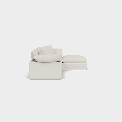 Lotus Feather Cloud Sofa Linen Off White 3 Seater + Ottoman