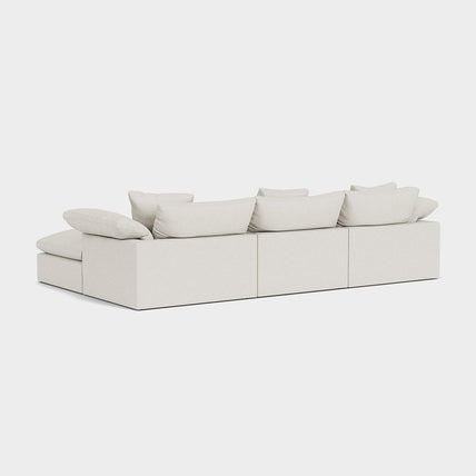 Lotus Feather Cloud Sofa Linen Off White 3 Seater + Ottoman
