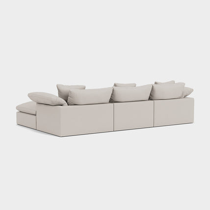 Lotus Feather Cloud Sofa Stone 3 Seater + Ottoman