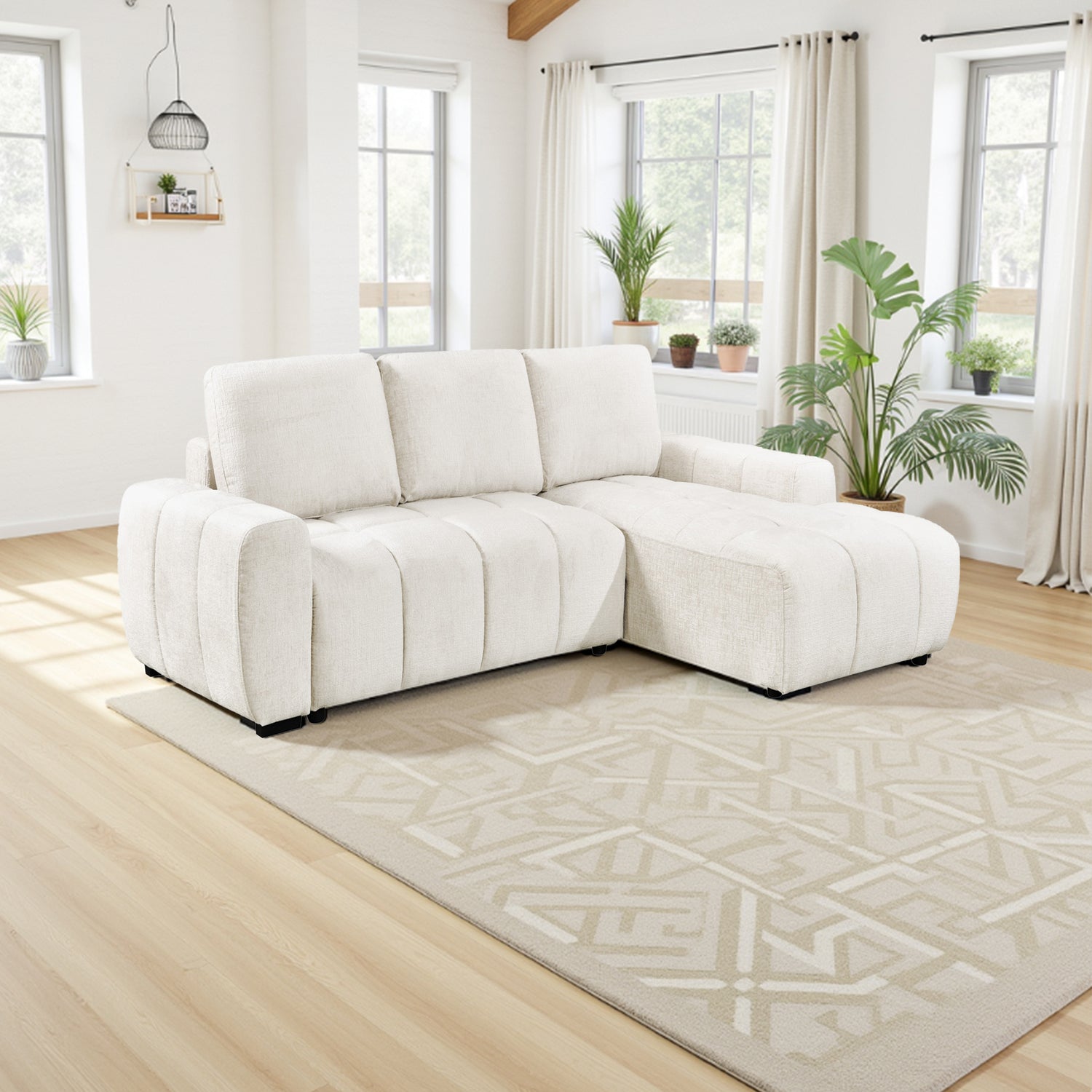 Lora Sofa Bed Cream Right Hand Facing Corner