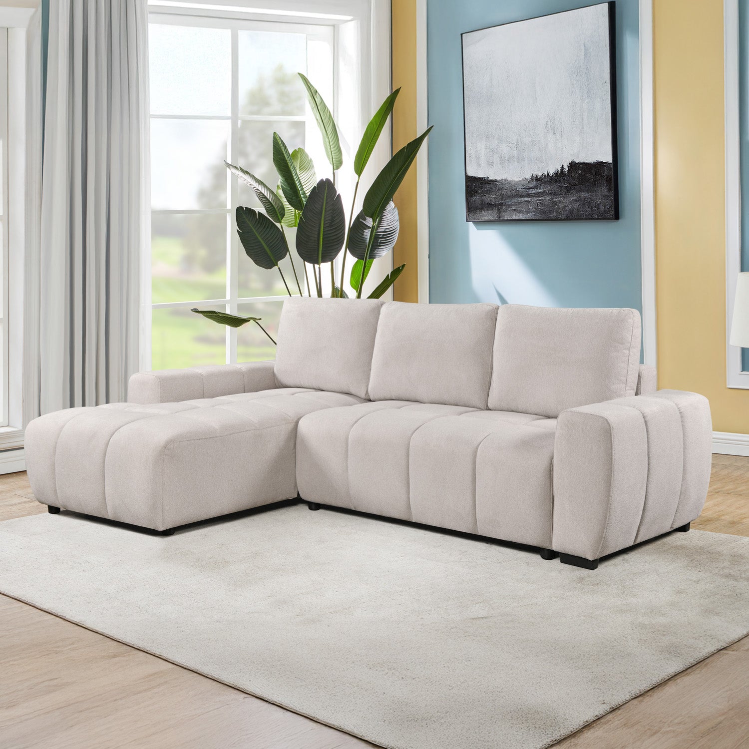 Lora Sofa Bed Beige Left Hand Facing Corner