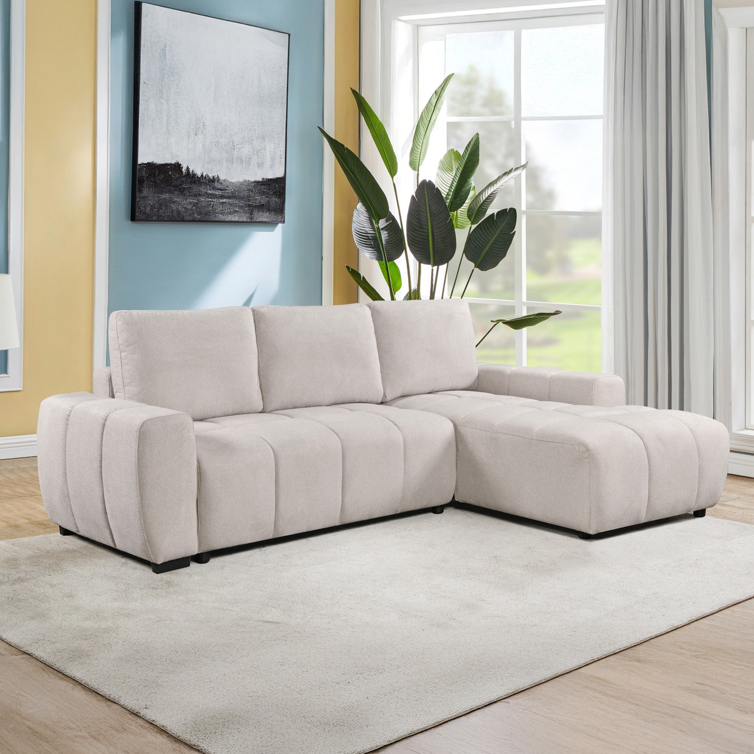 Lora Sofa Bed Beige Right Hand Facing Corner