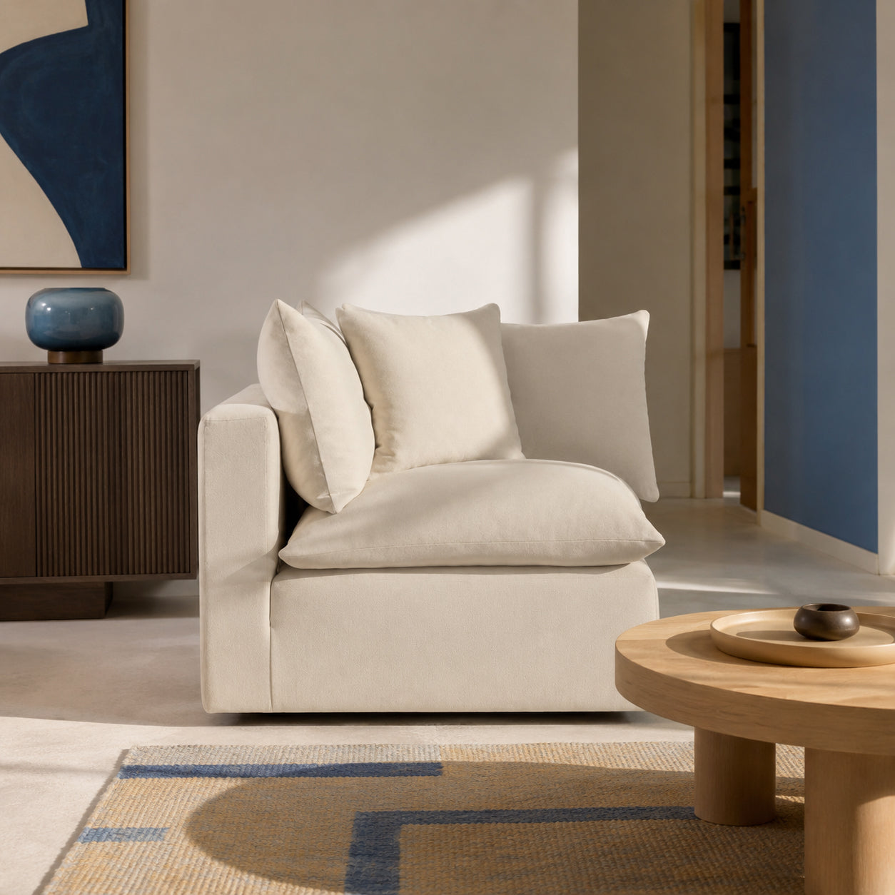 Mira Feather Cloud Sofa Beige Arm Piece