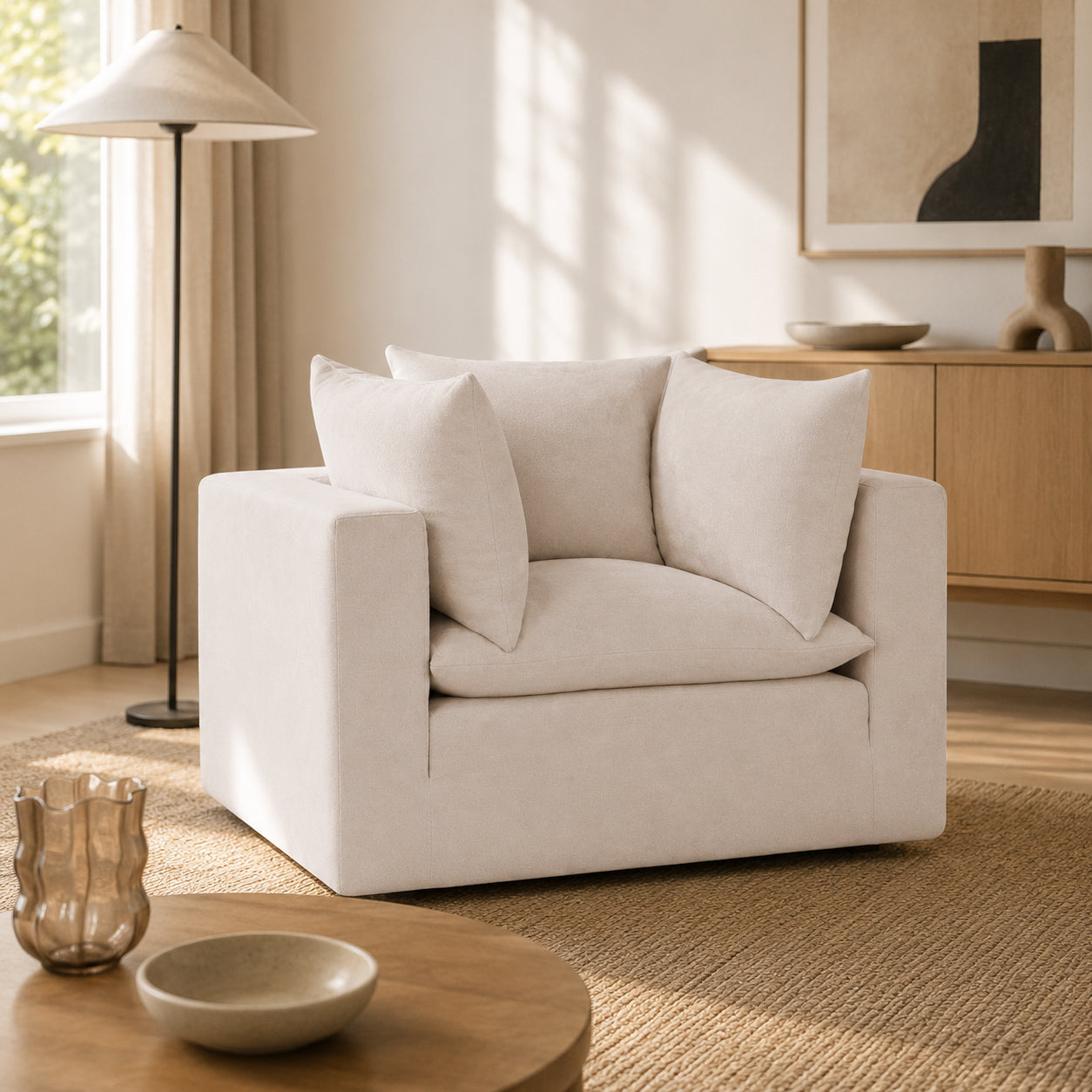 Mira Feather Cloud Sofa Beige Armchair