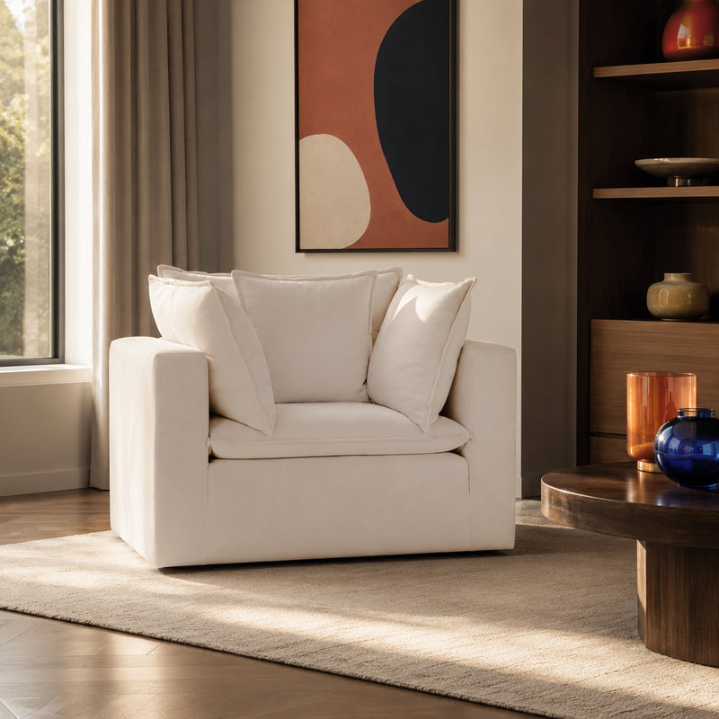 Mira Piped Feather Cloud  Sofa Beige Armchair