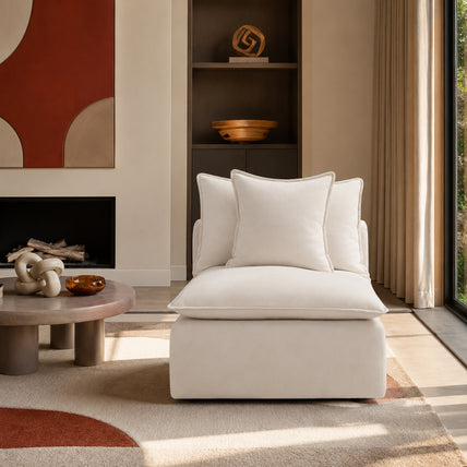 Mira Piped Feather Cloud  Sofa Beige Armless Piece