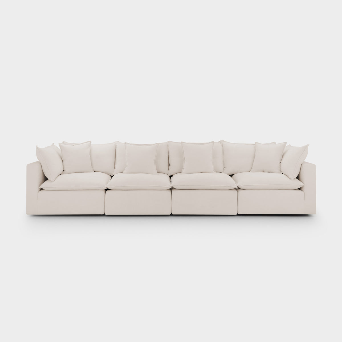 Mira Piped Feather Cloud  Sofa Beige 4 Seater