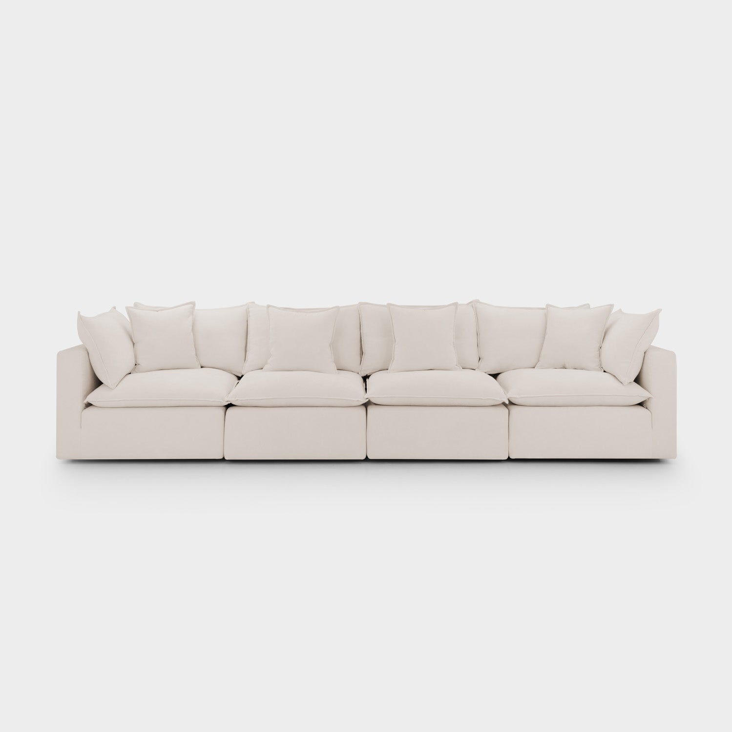 Mira Piped Feather Cloud  Sofa Beige 4 Seater