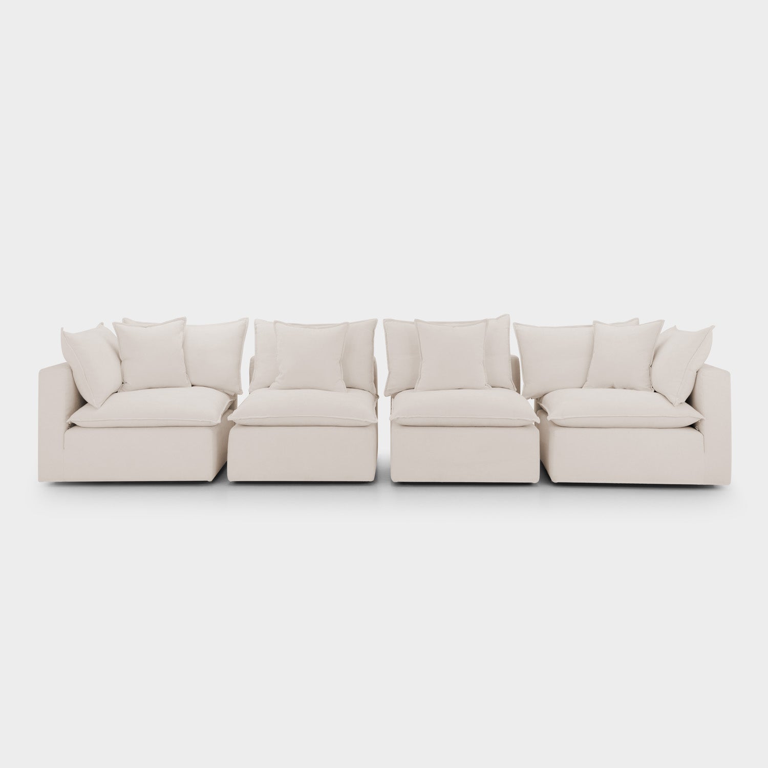 Mira Piped Feather Cloud  Sofa Beige 4 Seater