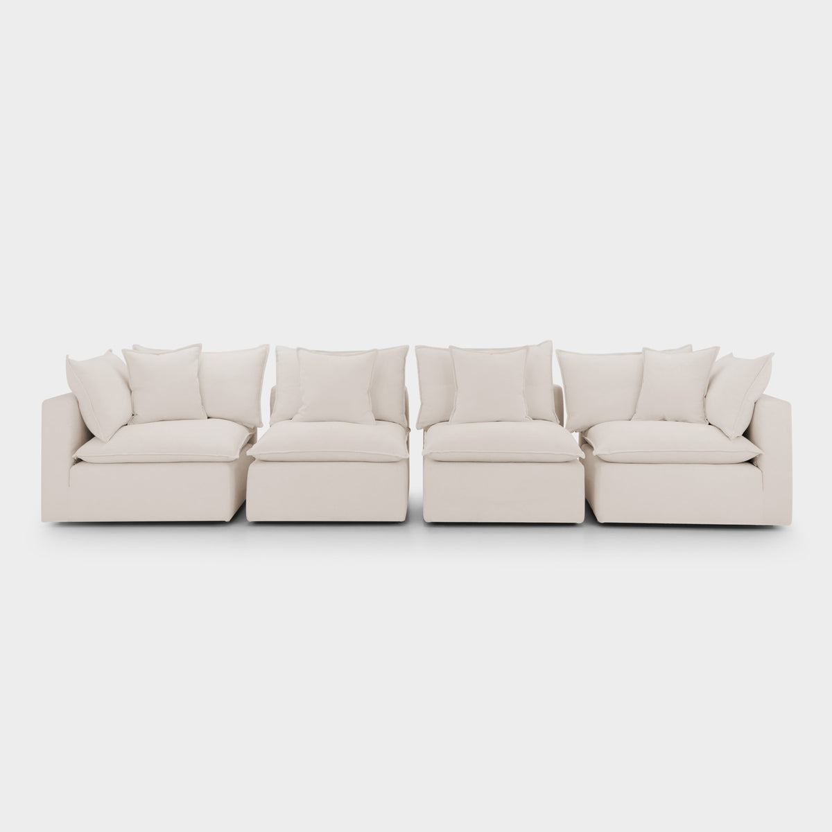 Mira Piped Feather Cloud  Sofa Beige 4 Seater