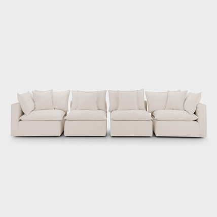 Mira Piped Feather Cloud  Sofa Beige 4 Seater