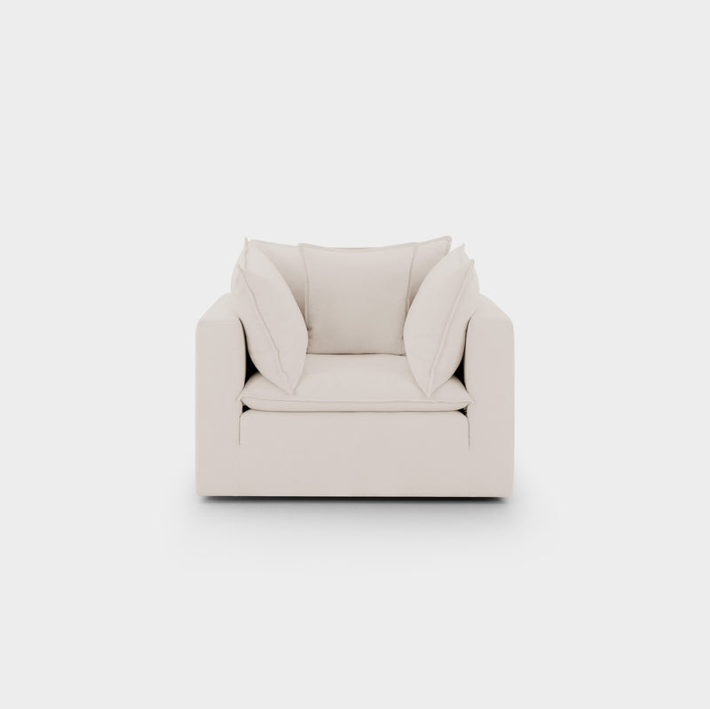 Mira Piped Feather Cloud  Sofa Beige Armchair