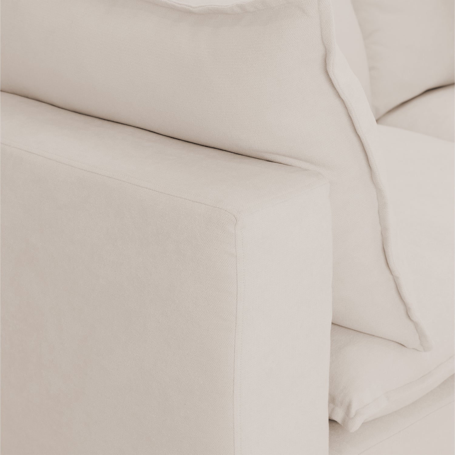 Mira Piped Feather Cloud  Sofa Beige Armless Piece