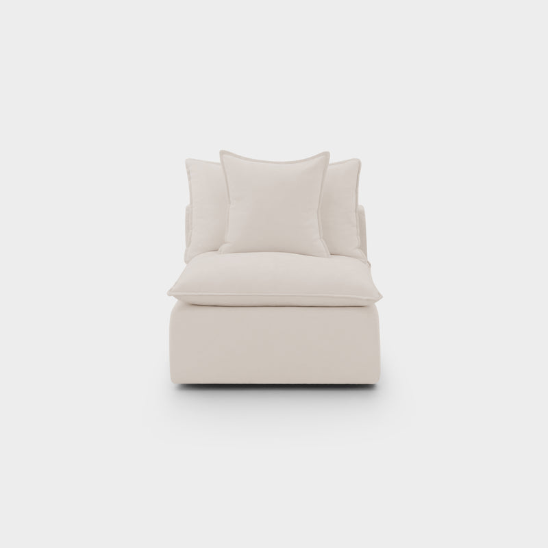 Mira Piped Feather Cloud  Sofa Beige Armless Piece