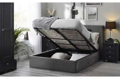 Shoreditch Bed Frame Double Slate Grey Ottoman