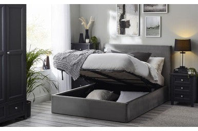 Shoreditch Bed Frame Double Slate Grey Ottoman