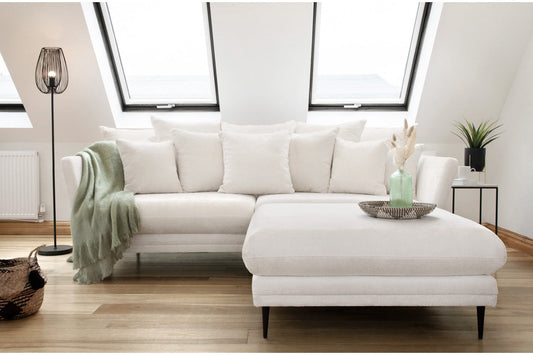 Turin Sofa Natural 3 Seater with Footstool