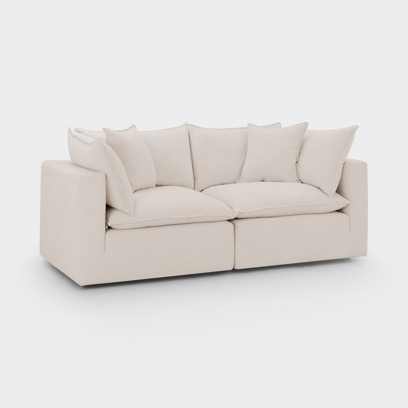 Mira Piped Feather Cloud Sofa Beige 2 Seater