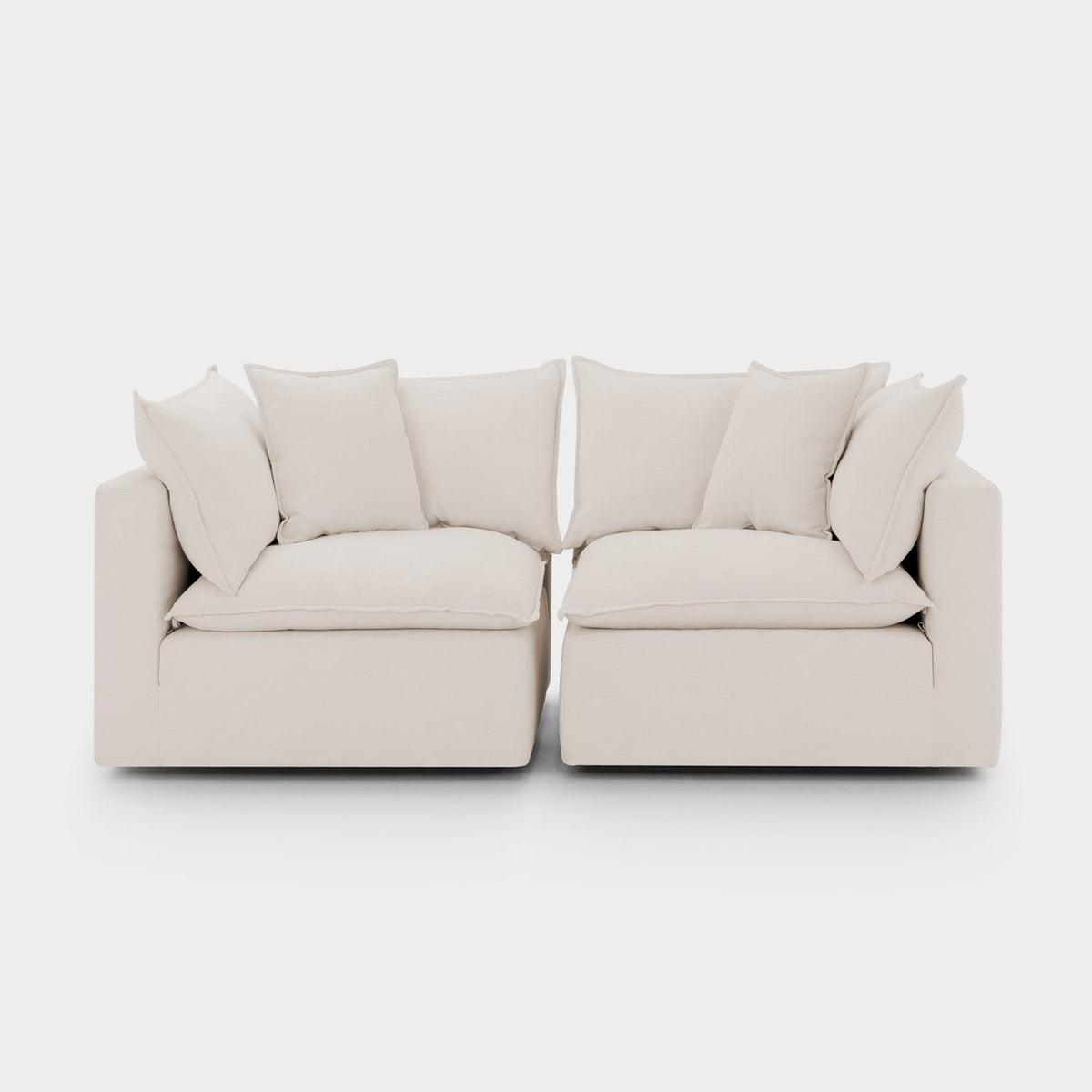 Mira Piped Feather Cloud Sofa Beige 2 Seater