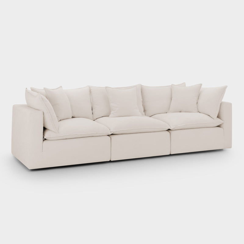 Mira Piped Feather Cloud  Sofa Beige 3 Seater