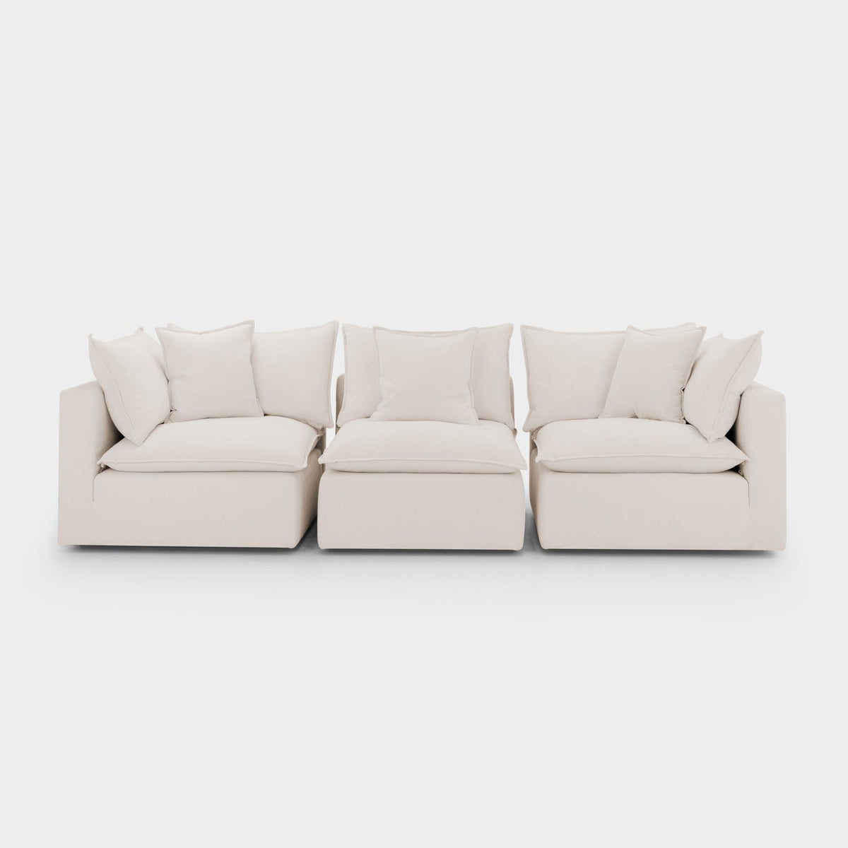 Mira Piped Feather Cloud  Sofa Beige 3 Seater