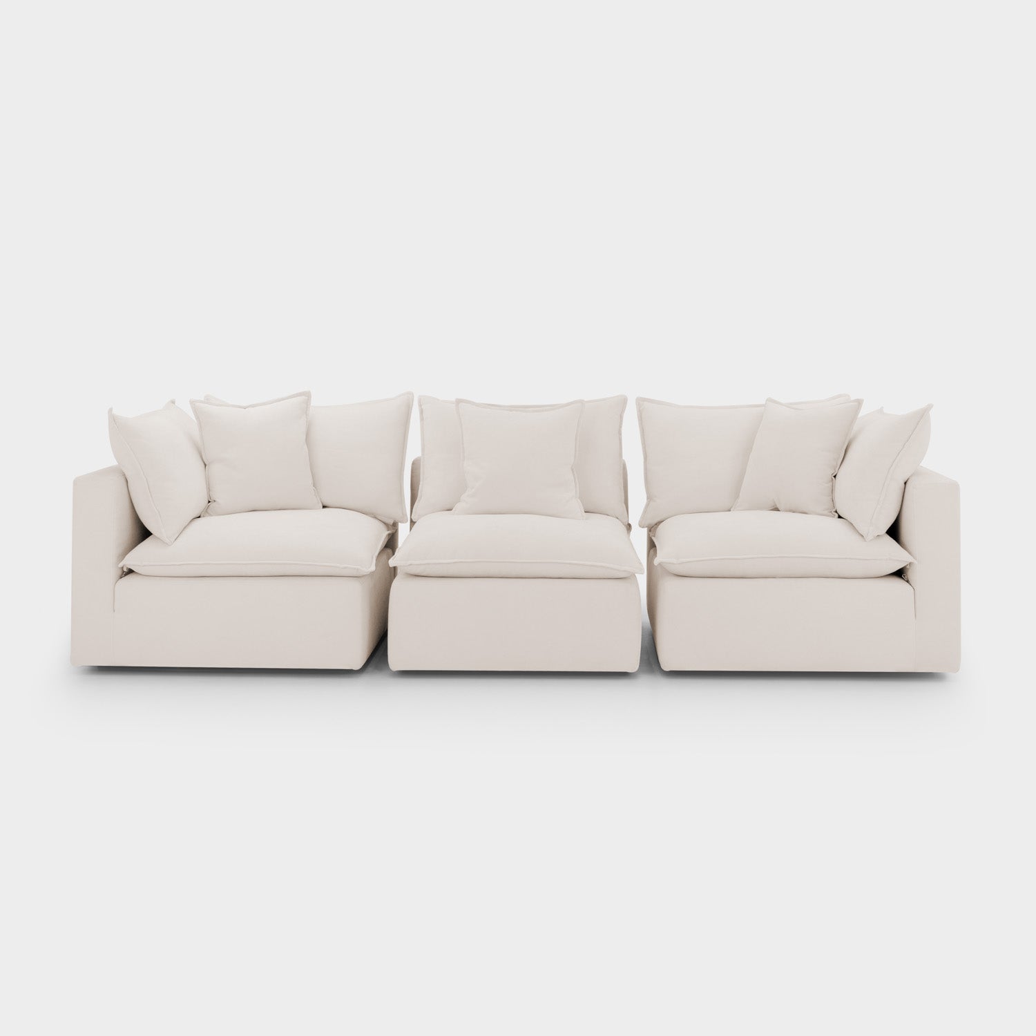 Mira Piped Sofa Beige 3 Seater