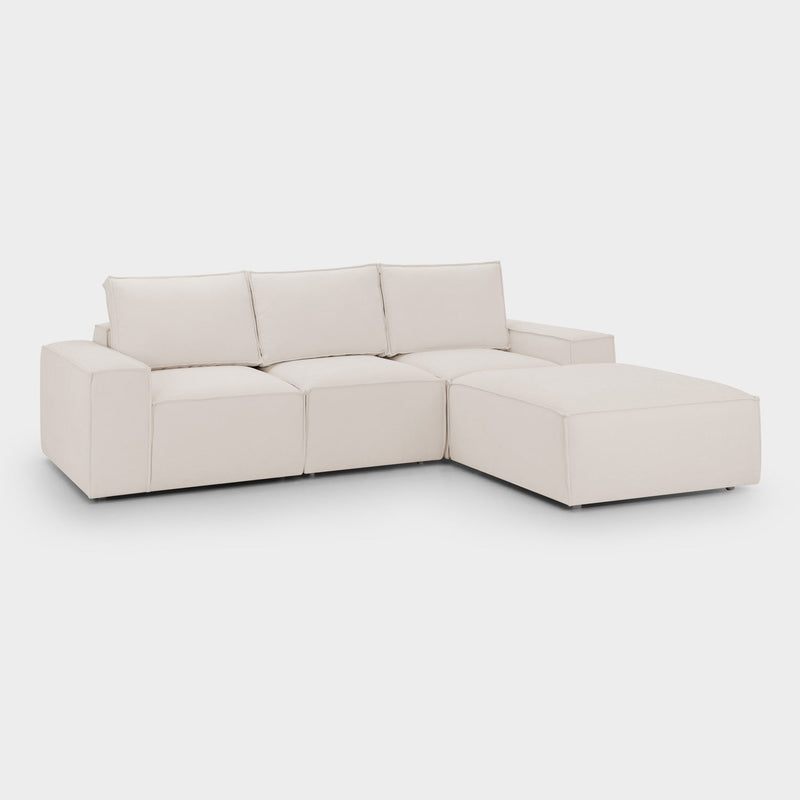 Sadir Sofa Beige 3 Seater + Ottoman