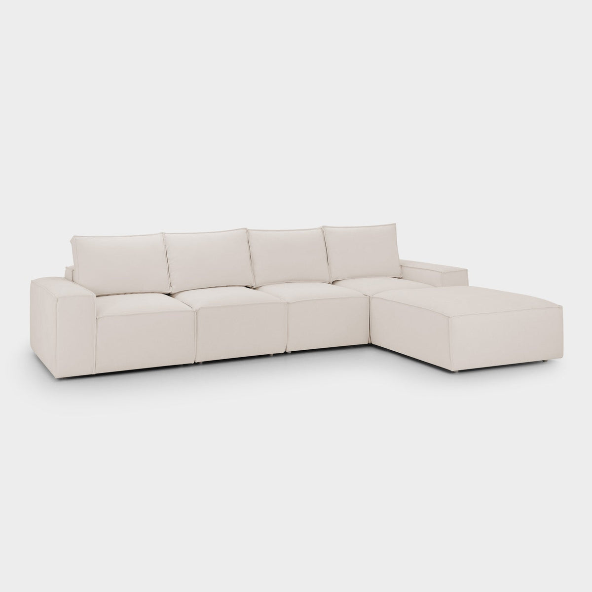 Sadir Sofa Beige 4 Seater Ottoman