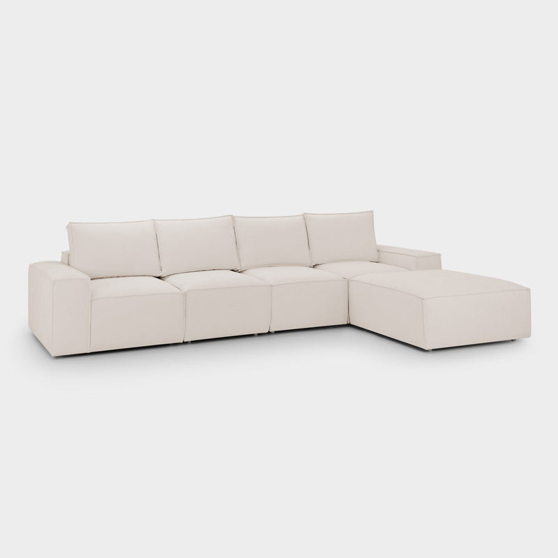 Sadir Sofa Beige 4 Seater + Ottoman