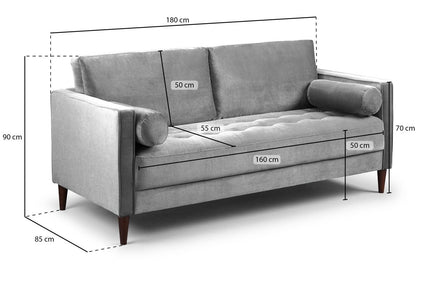 Harper Sofa Plush Grey 3 Seater