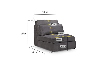 Kiana Modular Sofa Mocha Armless Piece