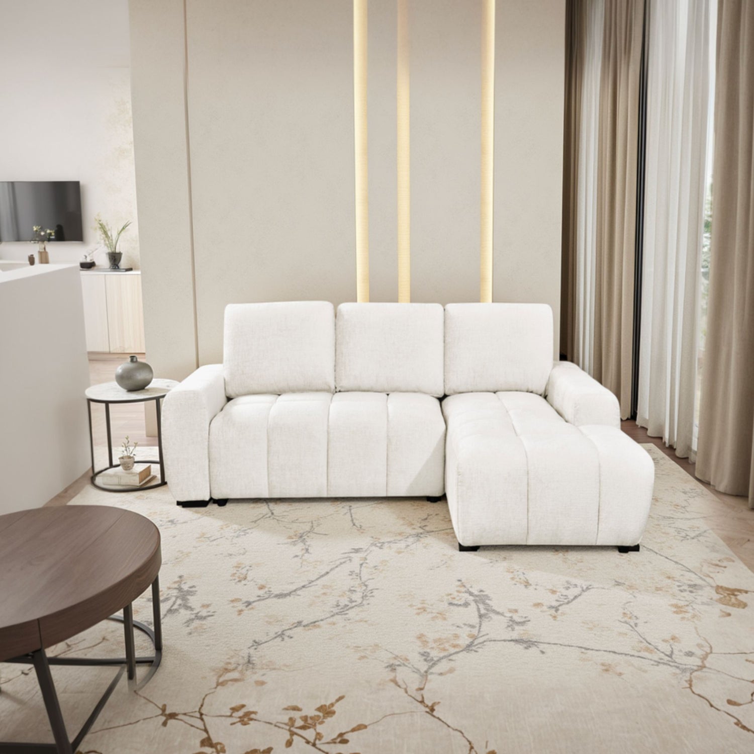 Lora Sofa Bed Cream Right Hand Facing Corner