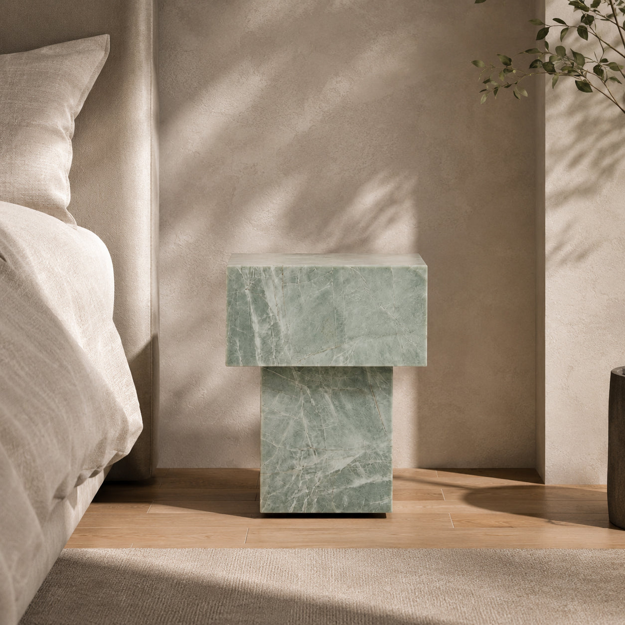 Ice Side Table-Esmeralda Quartzite