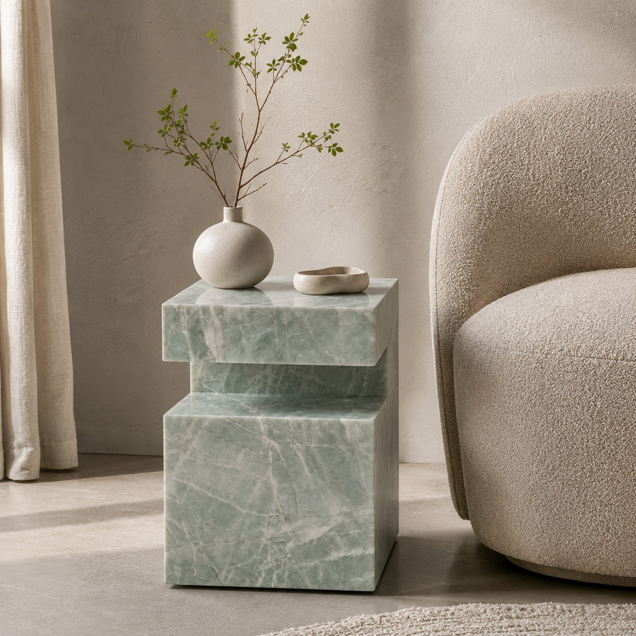 Notch Side Table-Esmeralda Quartzite