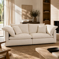 Dubai Feather Cloud Sofa Off White Linen 2 Seater