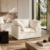 Dubai Feather Cloud Sofa Off White Linen Armchair