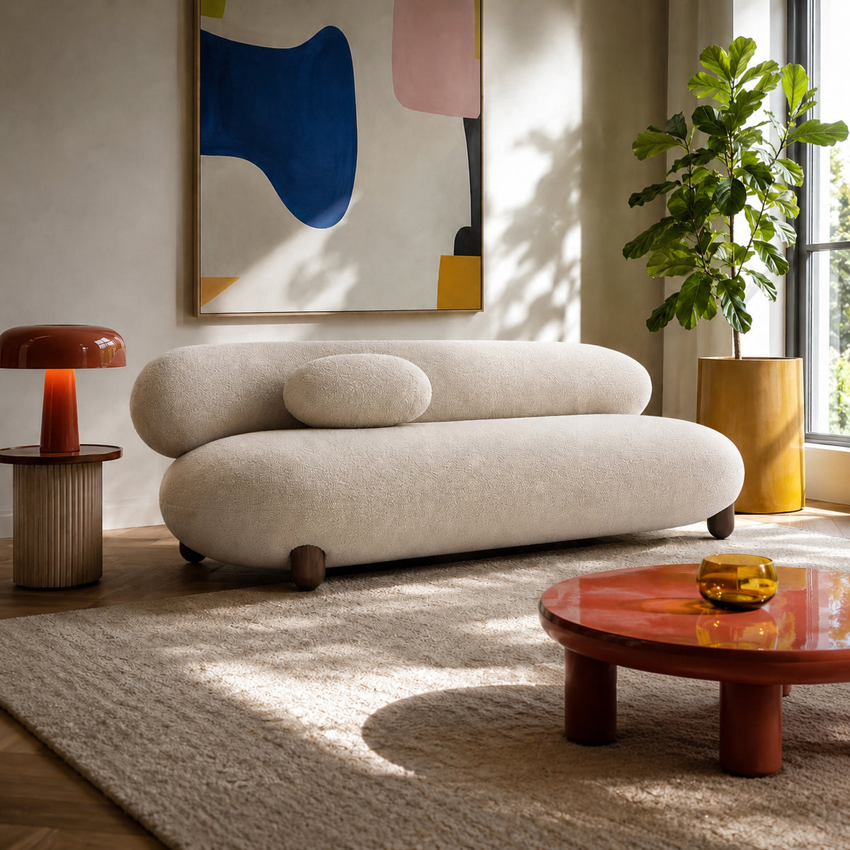 Fleur Sofa Light Beige 4 Seater
