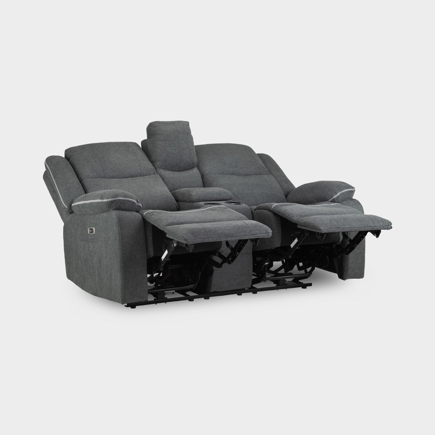Harald Electric Recliner Sofa Grey Fabric 2 Seater