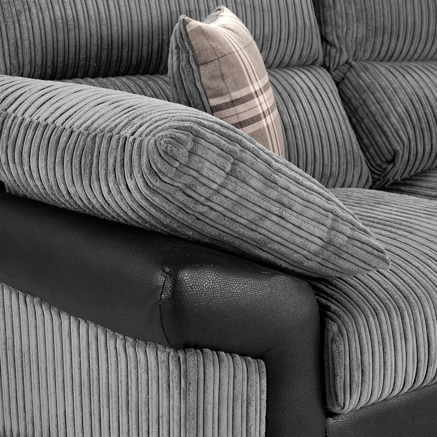 Logan Sofa Black/Grey Large Corner