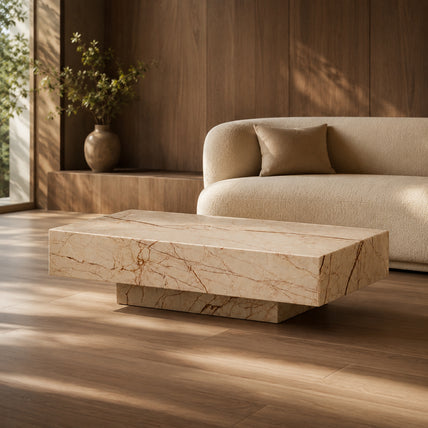 Block Coffee Table-Honeycomb Marble Honey
