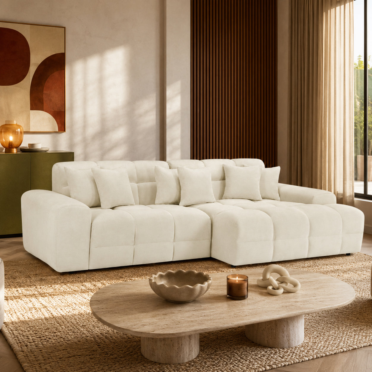Jacob Sofa Ivory Right Hand Facing Corner