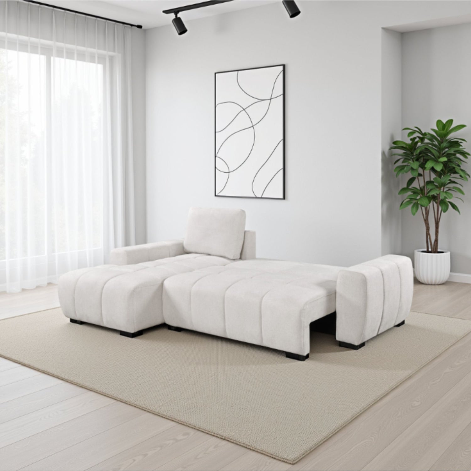 Lora Sofa Bed Beige Left Hand Facing Corner