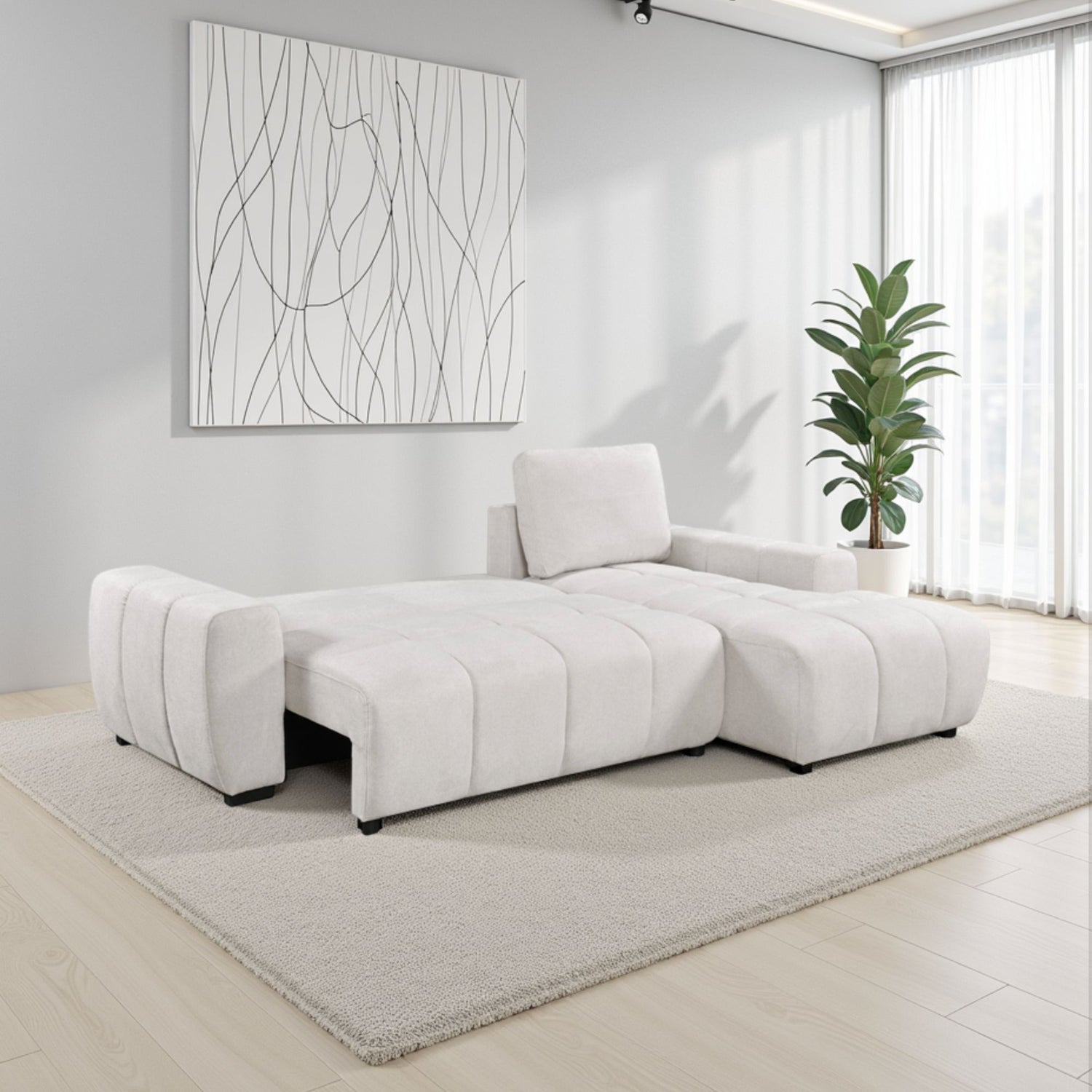 Lora Sofa Bed Beige Right Hand Facing Corner