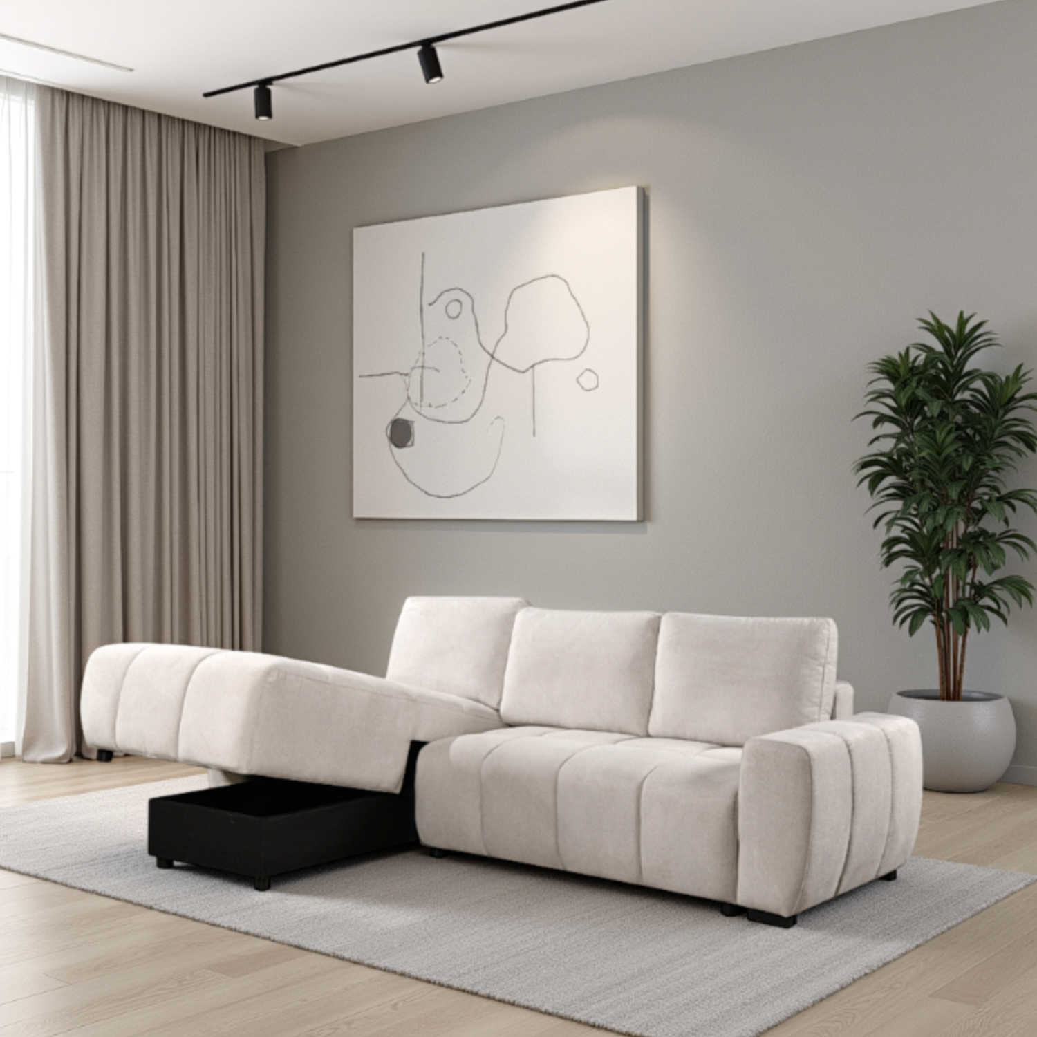 Lora Sofa Bed Beige Left Hand Facing Corner