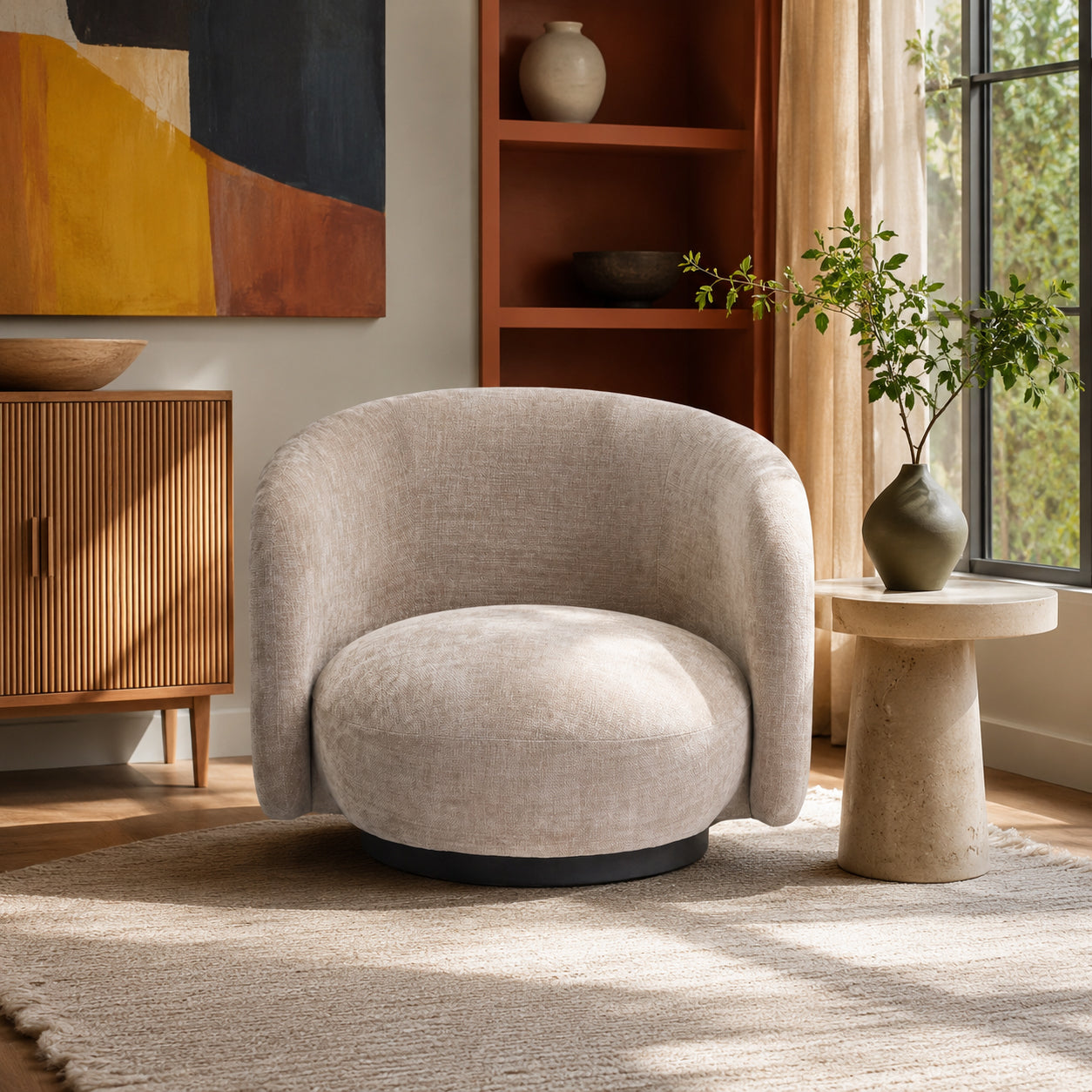 Luca Swivel Chair Beige