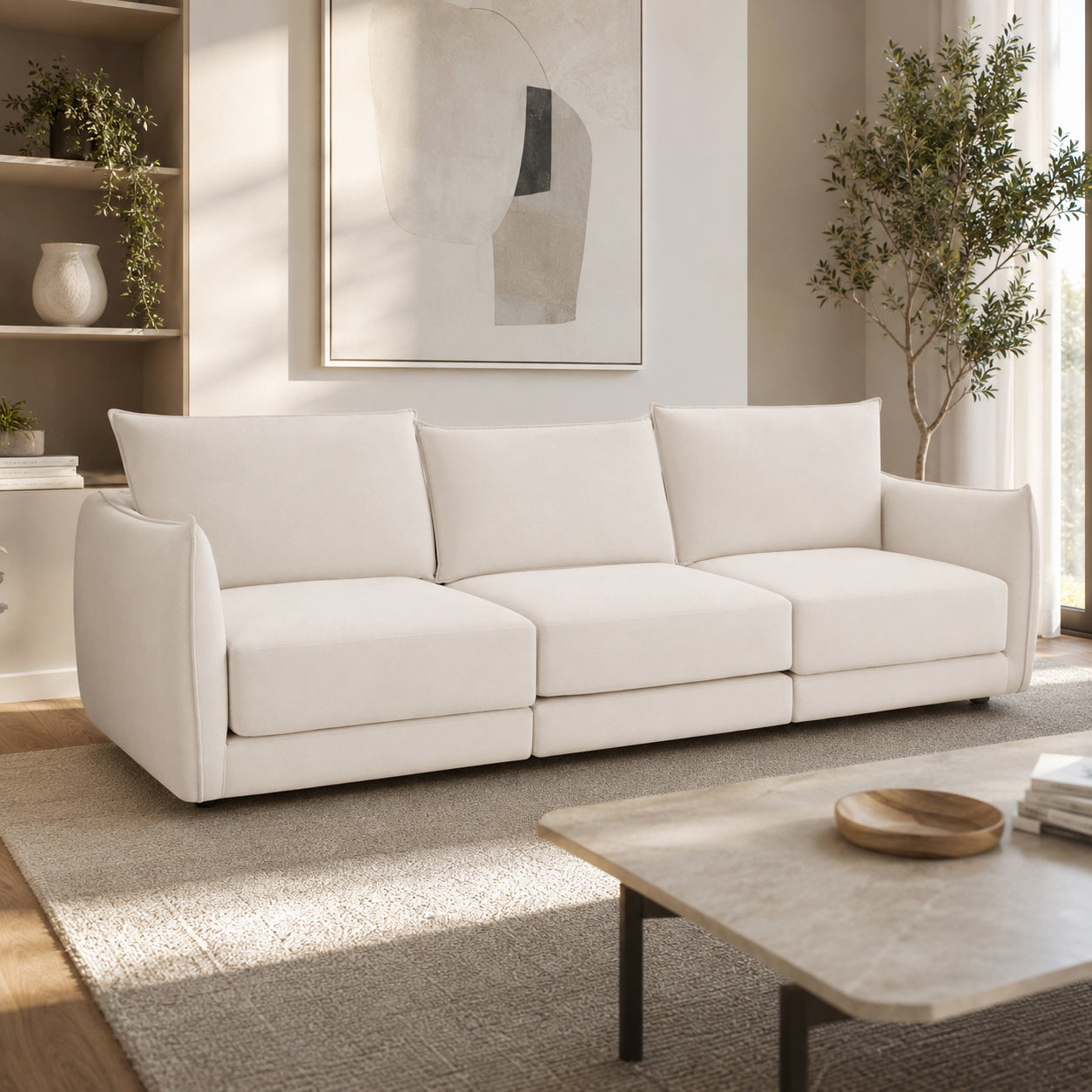 Luna Sofa Beige 3 Seater