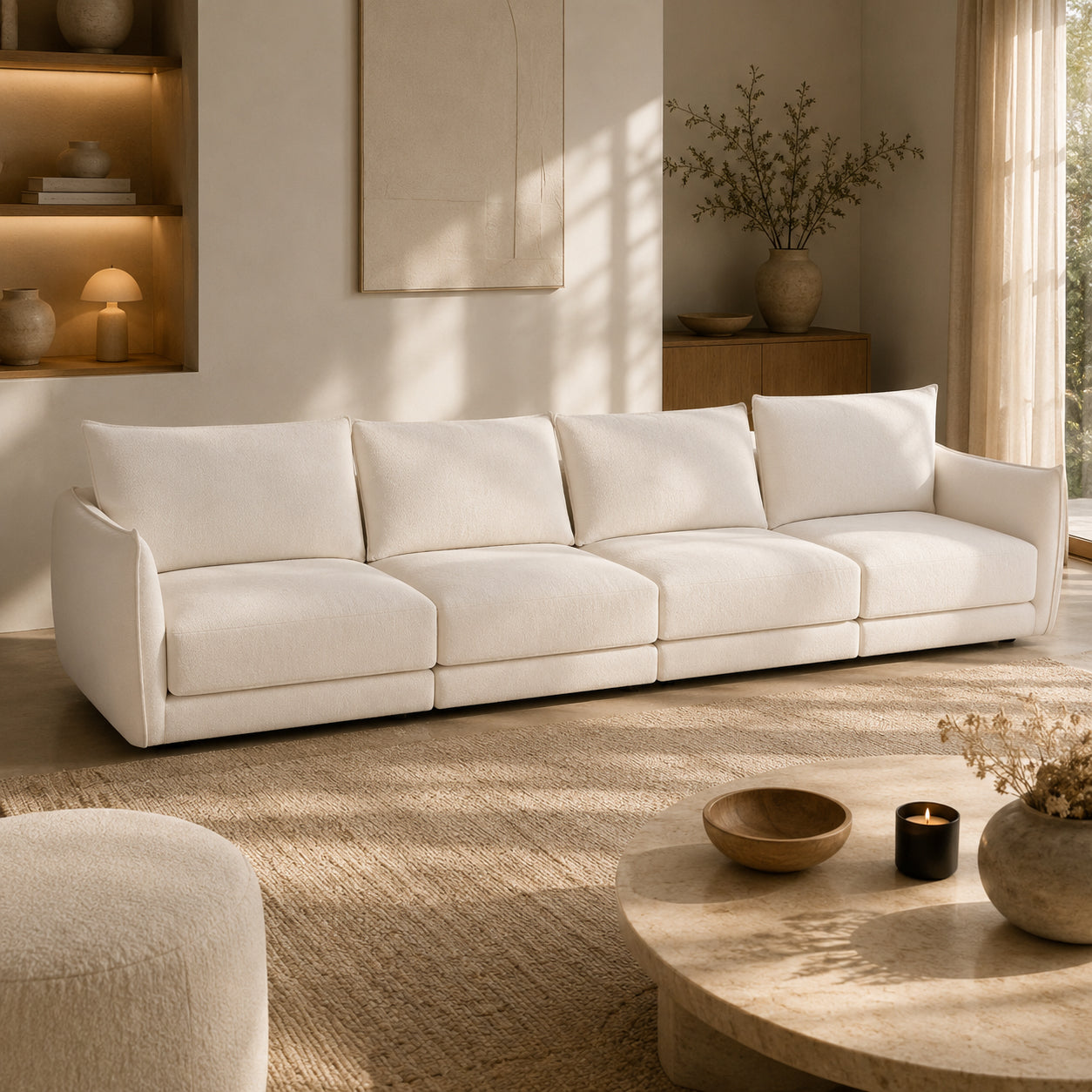 Luna Sofa Beige 4 Seater